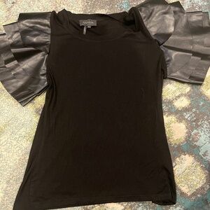 Gracia- ruffles pleather tiered short sleeve